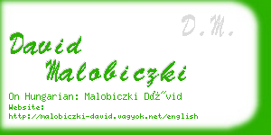 david malobiczki business card